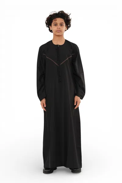 Arabic Thobes Kids Boys Eid Black Moroccan Thobe Robe Djellaba Ramadan Eid Jubba- K-hm10