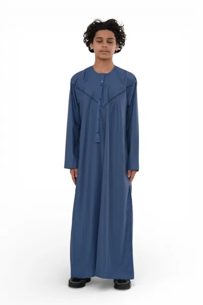 Arabic Thobes Kids Boys Eid Blue Moroccan Thobe Robe Djellaba Ramadan Eid Jubba- K-hm10