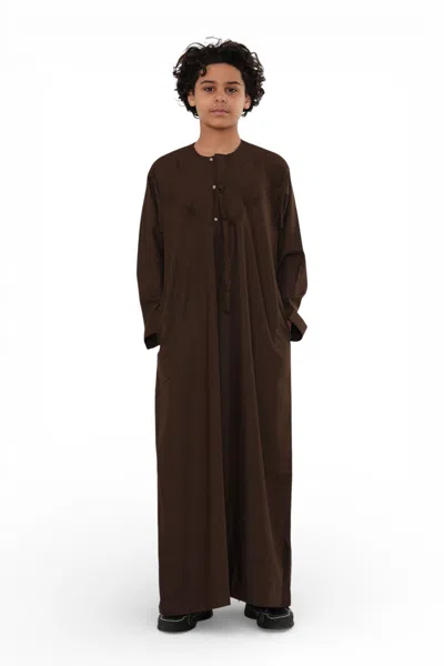 Arabic Thobes Kids Boys Eid Brown Moroccan Jubba Robe Djellaba Ramadan Eid Thobe - K-hm11