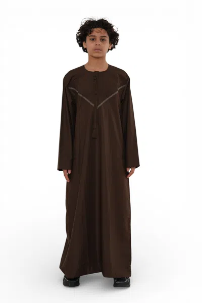 Arabic Thobes Kids Boys Eid Brown Moroccan Thobe Robe Djellaba Ramadan Eid Jubba- K-hm10