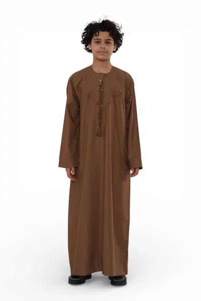 Arabic Thobes Kids Boys Eid Camel Brown Moroccan Jubba Robe Djellaba Ramadan Eid Thobe - K-hm11 In Neutral