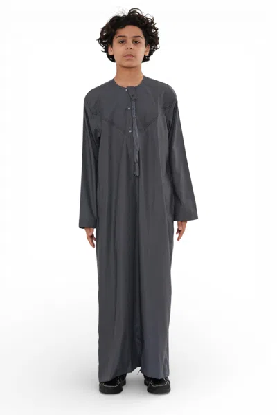Arabic Thobes Kids Boys Eid Grey Moroccan Jubba Robe Djellaba Ramadan Eid Thobe - K-hm11 In Gray