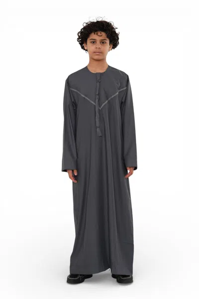 Arabic Thobes Kids Boys Eid Grey Moroccan Thobe Robe Djellaba Ramadan Eid Jubba- K-hm10 In Gray