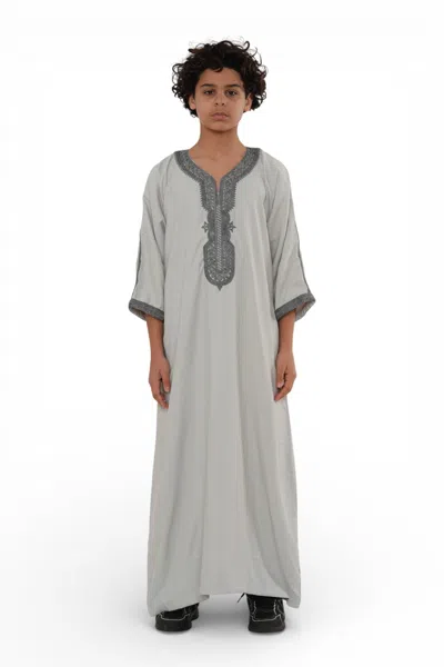 Arabic Thobes Kids Boys Grey Charcoal Moroccan Thobe Robe Eid Djellaba Gandoura Jubba- K-hm65 In Multi