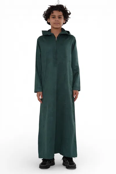 Arabic Thobes Kids Boys Hooded Eid Green Moroccan Jubba Robe Ramadan Eid Thobe - K-hm12