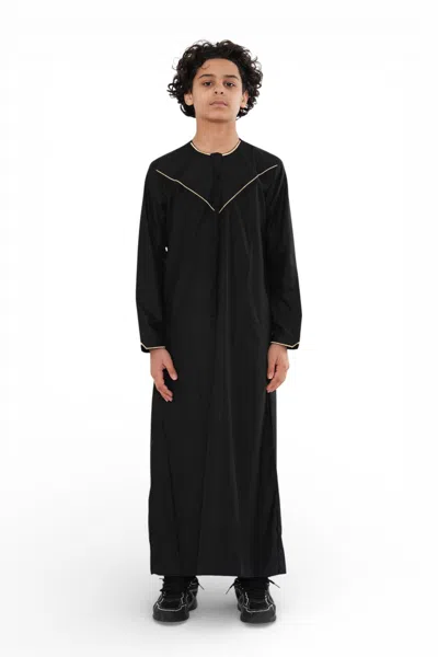 Arabic Thobes Kids Boys Ramadan Black Moroccan Jubba Robe Djellaba Eid Thobe - K-tt-006