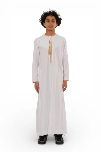 Arabic Thobes Kids Boys Ramadan White Moroccan Thobe Robe Emirati Eid Jubba- Tt-003
