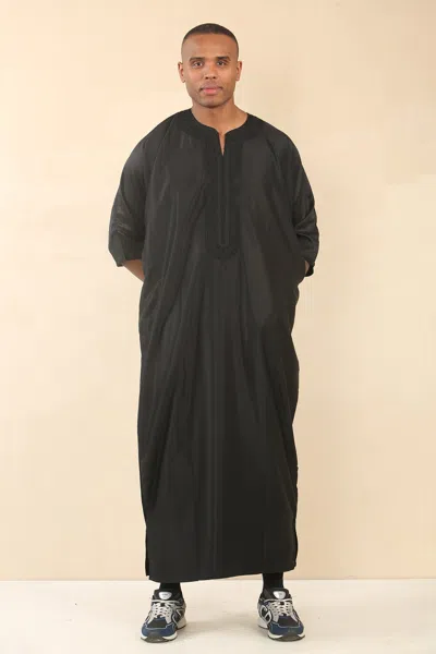 Arabic Thobes Men's Black Moroccan Thobe Djellaba Jubba Robe Eid