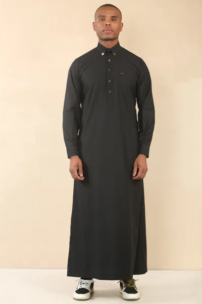 Arabic Thobes Men's Black Thobe Arab Saudi Emirati Islamic Clothing Jubba Robe