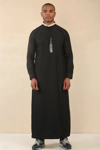 Arabic Thobes Men's Black Thobe Arab Saudi Emirati Islamic Clothing Jubba Robe