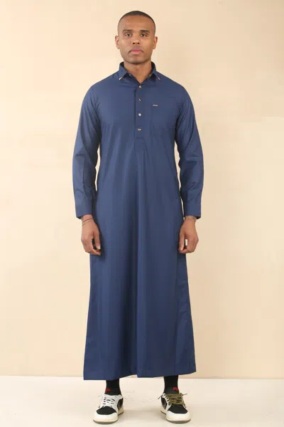 Arabic Thobes Men's Blue Thobe Arab Saudi Emirati Islamic Clothing Jubba Robe