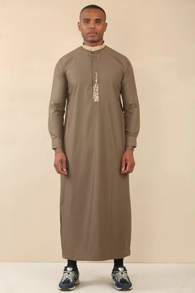 Arabic Thobes Men's Brown Thobe Arab Saudi Emirati Islamic Clothing Jubba Robe