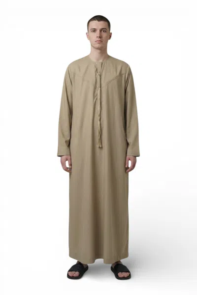 Arabic Thobes Men's Eid Beige Moroccan Jubba Robe Djellaba Ramadan Eid Thobe - Hm11 In Brown