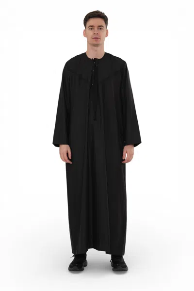 Arabic Thobes Men's Eid Black Moroccan Jubba Robe Djellaba Ramadan Eid Thobe - Hm11