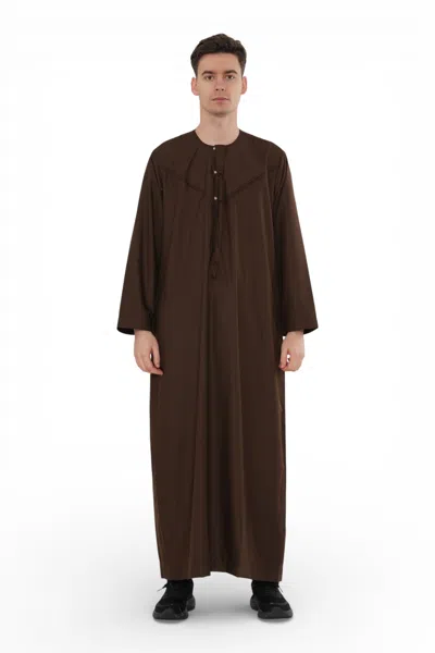 Arabic Thobes Men's Eid Brown Moroccan Jubba Robe Djellaba Ramadan Eid Thobe - Hm11