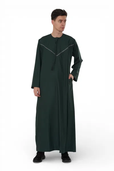 Arabic Thobes Men's Eid Green Moroccan Thobe Robe Djellaba Ramadan Eid Jubba- Hm10 In Multi