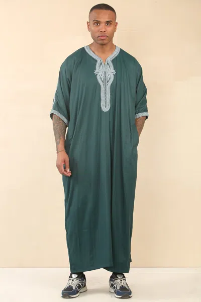 Arabic Thobes Men's Green Moroccan Thobe Jubba Robe Eid Djellaba Gandoura