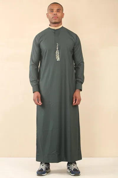 Arabic Thobes Men's Green Thobe Arab Saudi Emirati Islamic Clothing Jubba Robe