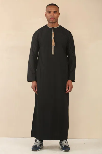 Arabic Thobes Men's Omani Eid Black Thobe Saudi Emirati Jubba Robe