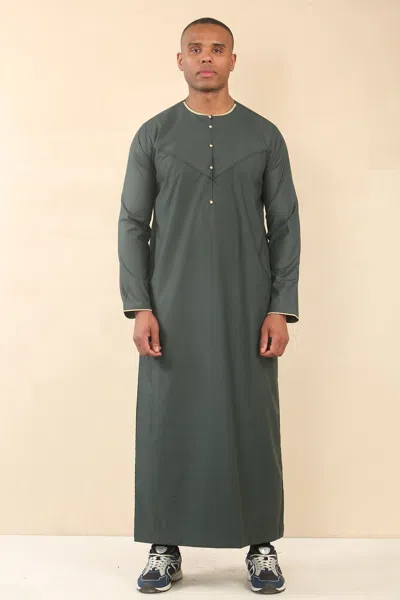Arabic Thobes Men's Omani Eid Green Thobe Saudi Emirati Jubba Robe In Animal Print