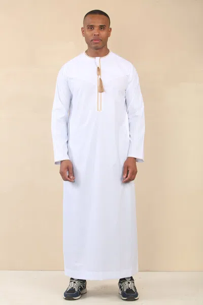 Arabic Thobes Men's Omani Eid White Thobe Saudi Emirati Jubba Robe