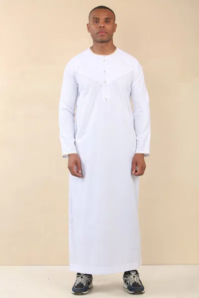 Arabic Thobes Men's Omani Eid White Thobe Saudi Emirati Jubba Robe