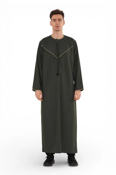 Arabic Thobes Men's Ramadan Green Moroccan Jubba Robe Djellaba Eid Thobe - Tt-007 In Gray