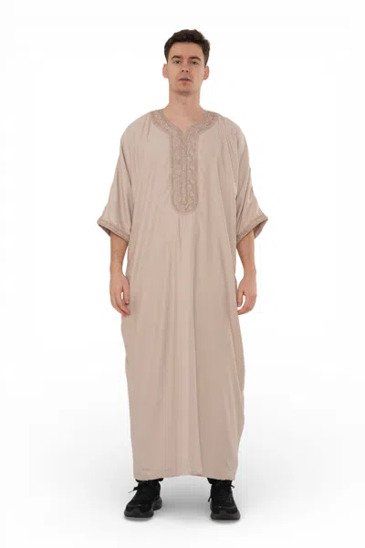 Arabic Thobes Men's Salmon Moroccan Thobe Robe Djellaba Gandoura Eid Jubba- Hm66 In Multi