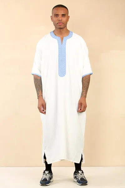 Arabic Thobes Men's White Moroccan Thobe Djellaba Jubba Robe Eid
