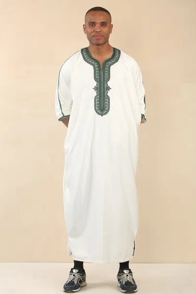 Arabic Thobes Men's White Moroccan Thobe Djellaba Jubba Robe Eid