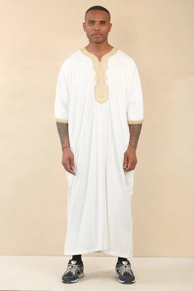 Arabic Thobes Men's White Moroccan Thobe Jubba Robe Eid Djellaba Gandoura