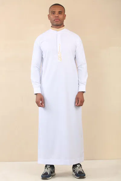 Arabic Thobes Men's White Thobe Arab Saudi Emirati Islamic Clothing Jubba Robe