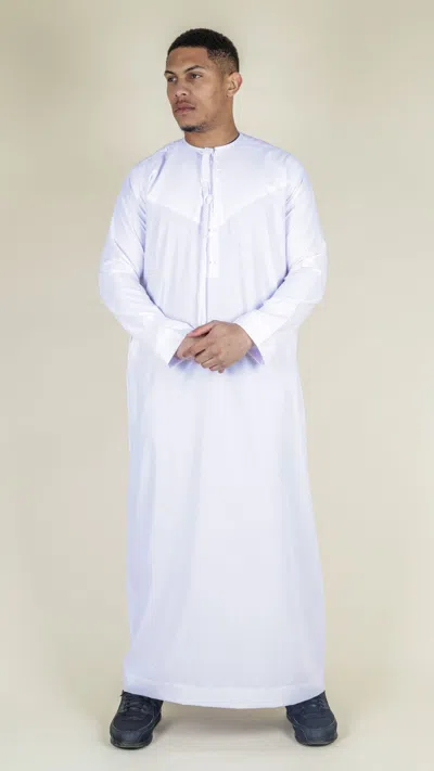 Arabic Thobes Men's White Thobe Emirati Islamic Jubba Robe Eid Tassel Regular Fit