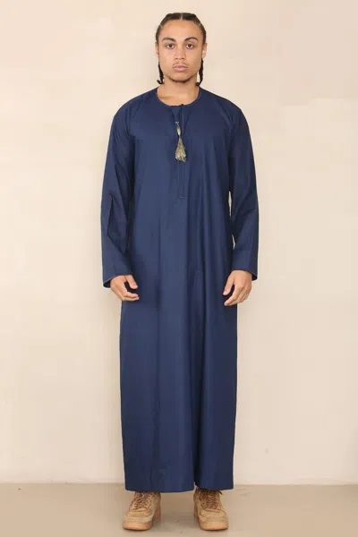 Arabic Thobes Mens Blue Thobe Jubba Saudi Islamic Arab Eid Emirati Kaftan Jubbah Tassel Robe
