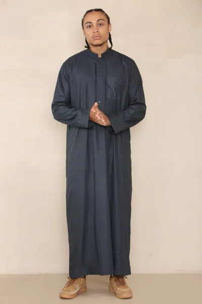 Arabic Thobes Mens Grey Thobe Jubba Saudi Islamic Arabic Eid Cotton Kaftan Jubbah Umrah Robe In Gray