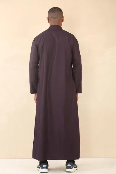 Arabic Thobes Mens Purple Thobe Jubba Emirati Islamic Arabic Eid Embroidery Kaftan Jubbah Robe In Brown
