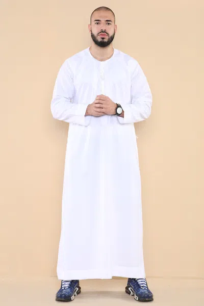 Arabic Thobes Mens White Thobe Jubba Saudi Islamic Arab Eid Emirati Kaftan Jubbah Tassel Robe