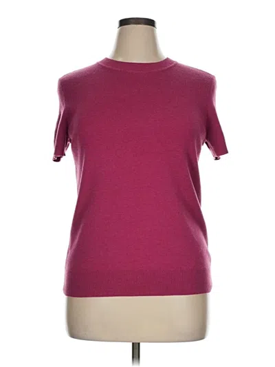 Pre-owned Arach & Cloz Short Sleeve Top Burgundy Crew Neck Tops