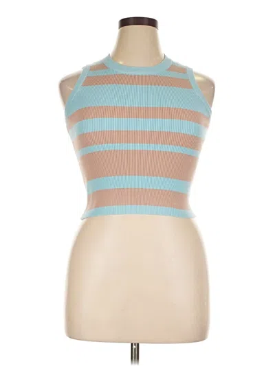 Pre-owned Arach & Cloz Sleeveless Top Teal Halter Neckline Tops In Blue