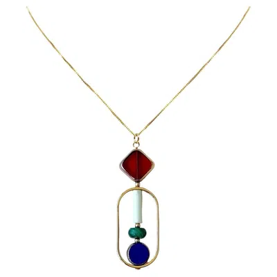 Pre-owned Aracheli Studio 18k Gold-plates Silver Art X Malachite & Howlite Gemstone 2506n Necklace In Multi