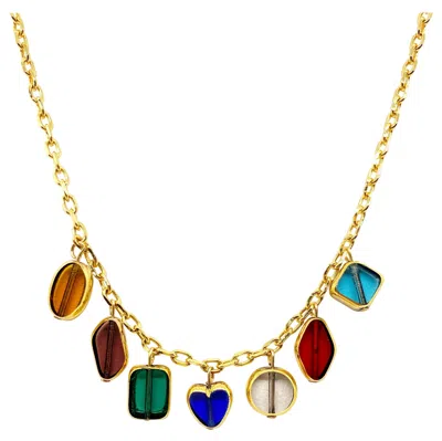 Pre-owned Aracheli Studio 7 Translucent Vintage German Glass Beads Edged With 24k Gold Art Deco Necklace