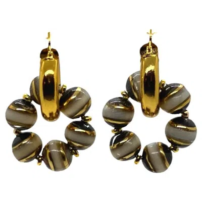 Pre-owned Aracheli Studio Banded Mother Of Pearl And Abalone Shell Earrings In Multi