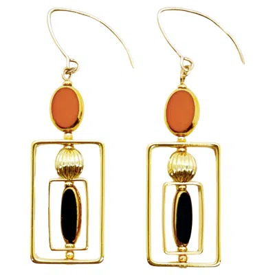Pre-owned Aracheli Studio Black And Caramel Vintage German Glass Beads, Art Deco 2418e Earrings