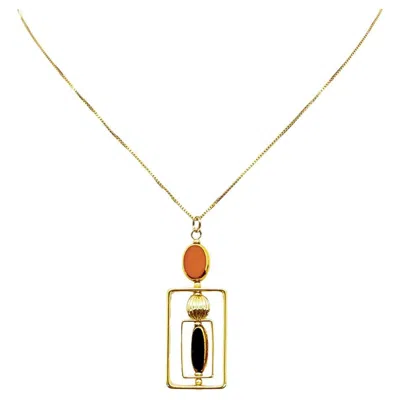 Pre-owned Aracheli Studio Black And Caramel Vintage German Glass Beads Art Deco 2418n Necklace