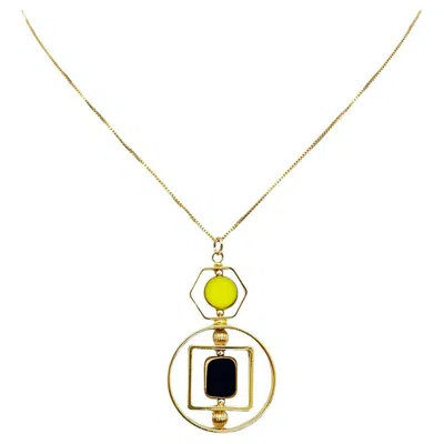 Pre-owned Aracheli Studio Black And Chartreuse Vintage German Glass Beads Art Deco 2420n Necklace