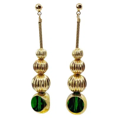 Pre-owned Aracheli Studio Green Semi Round German Beads Disco Earrings
