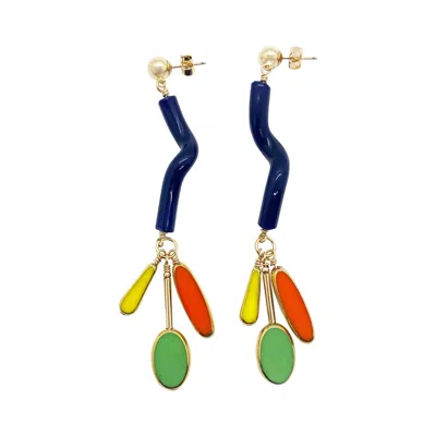 Pre-owned Aracheli Studio Vintage German Beads With Vintage Noodle Glass Bead Earrings In Sand