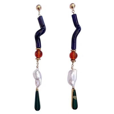 Pre-owned Aracheli Studio Vintage German Glass Beads And Pearls, A Twist Earrings In Multi
