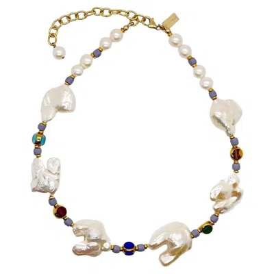 Pre-owned Aracheli Studio Vintage German Glass Beads Pearl Necklace In Multi
