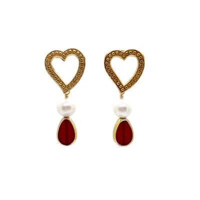 Aracheli Studio Women's Brown / Gold / White Corazon Earrings In Multi